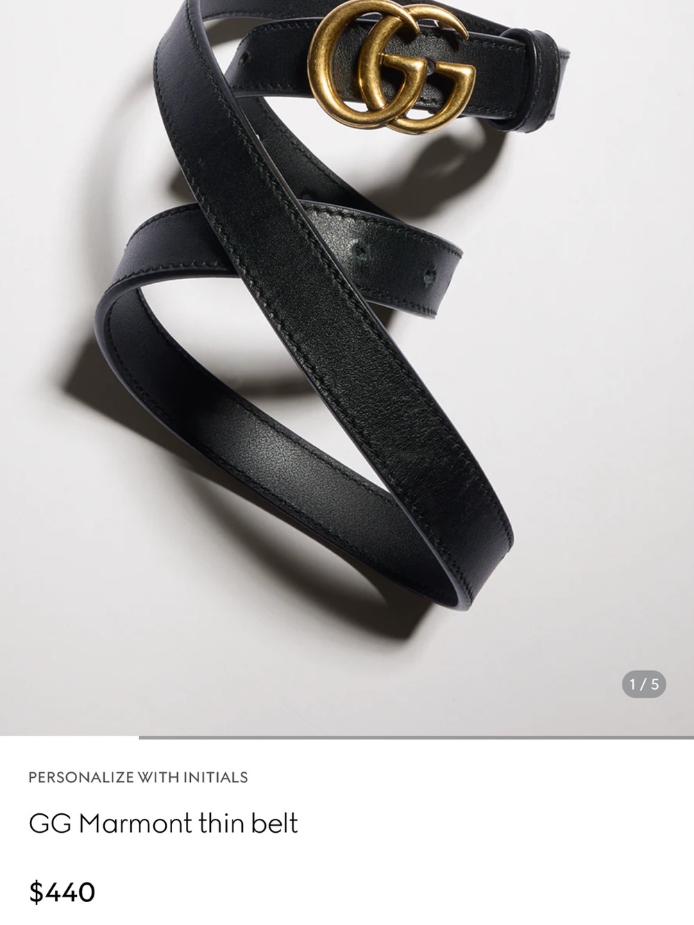Gucci Black Leather Belt with Gold Double G Interlocking Buckle - Picture 7 of 7